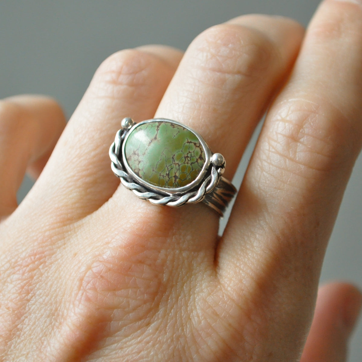 Turquoise Braid Ring—Size 8