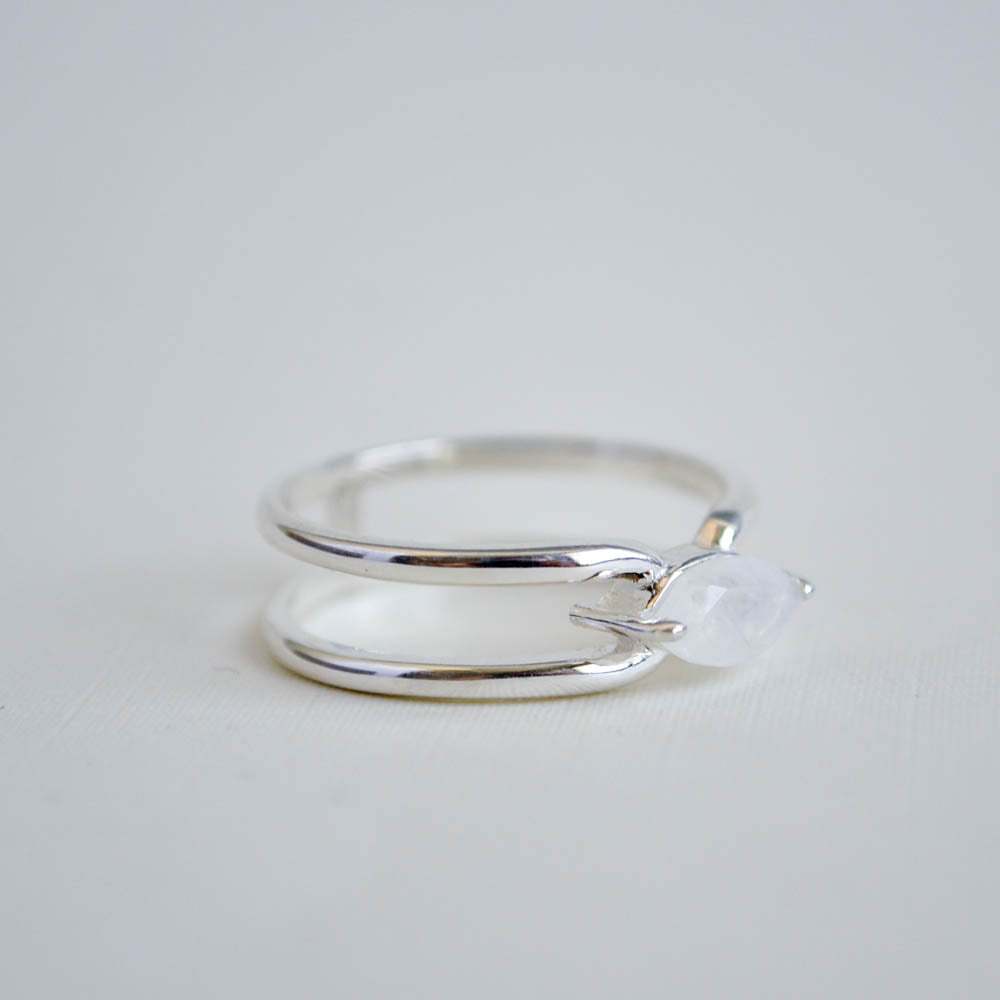 Double Band Moonstone Ring