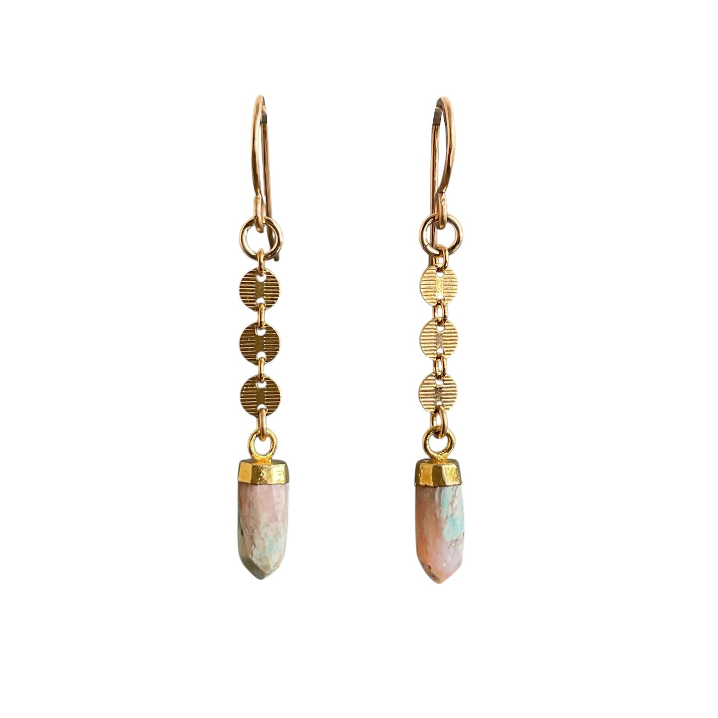 Gemstone Disc Dangle Earrings