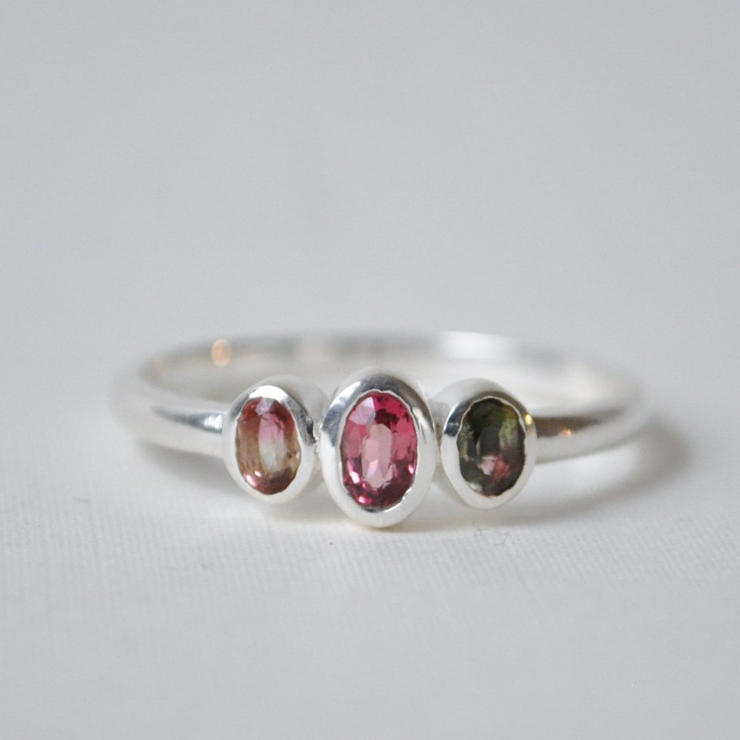 Watermelon Tourmaline Trinity Ring