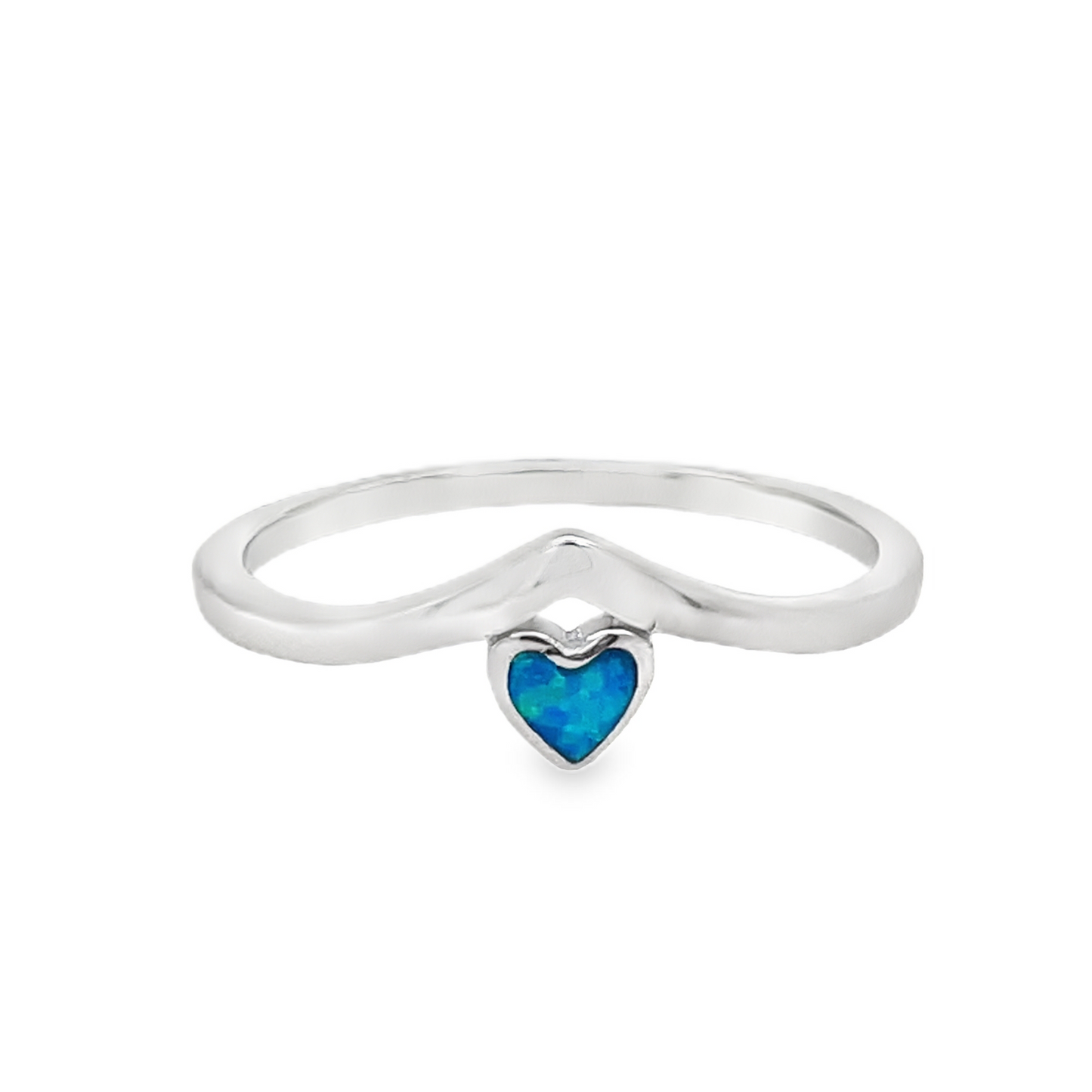 Chevron Heart Opal Ring