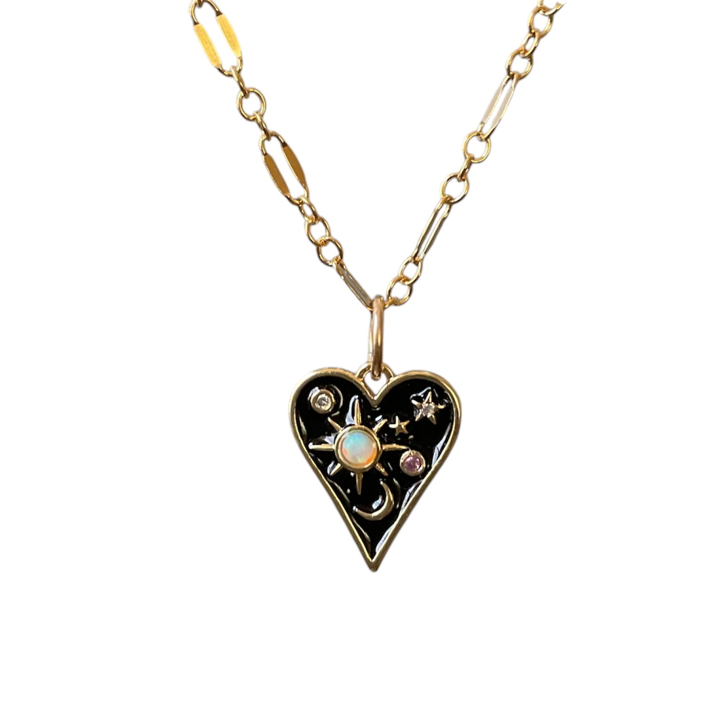 Black Enamel Heartscape Necklace