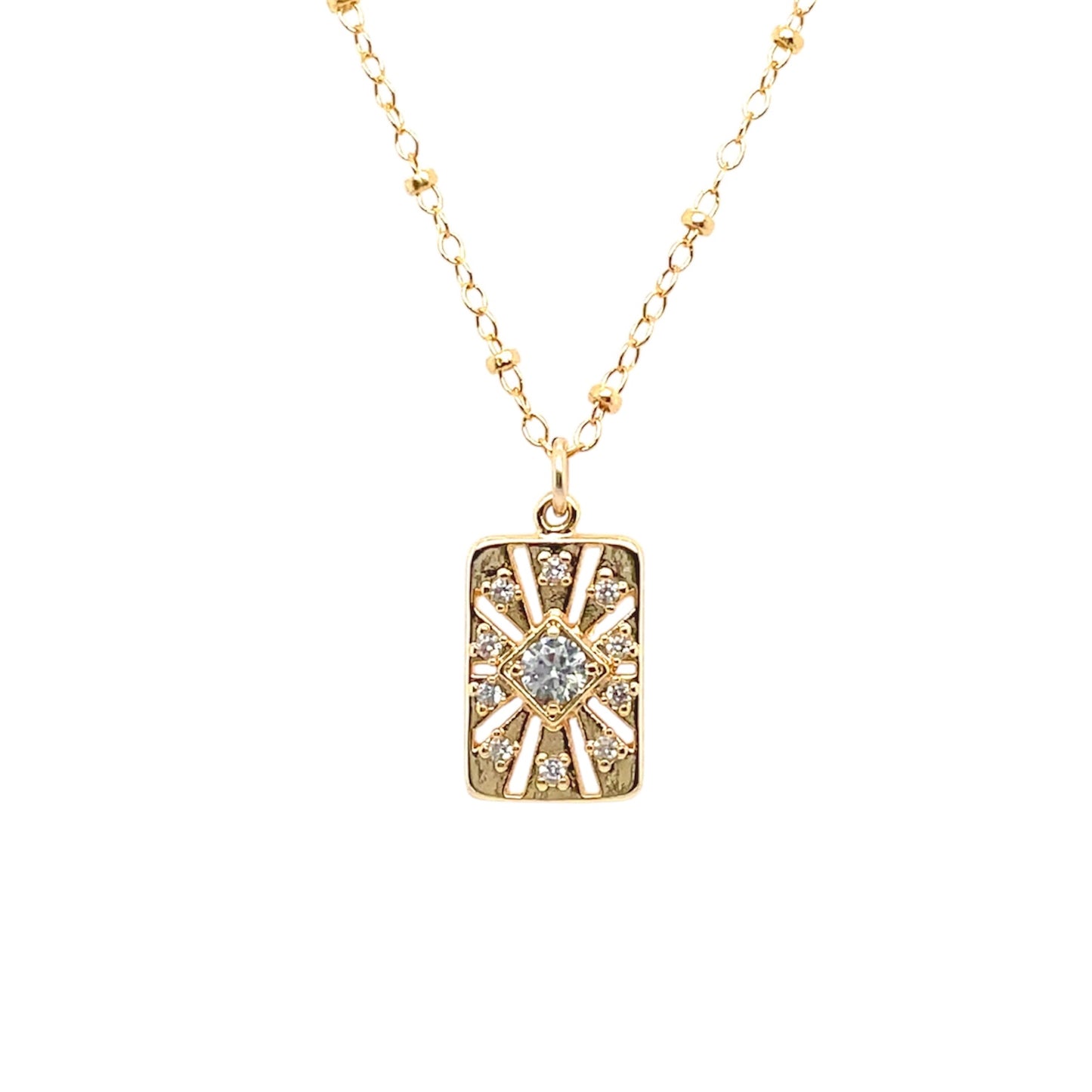 Tarot Card Necklace with CZ