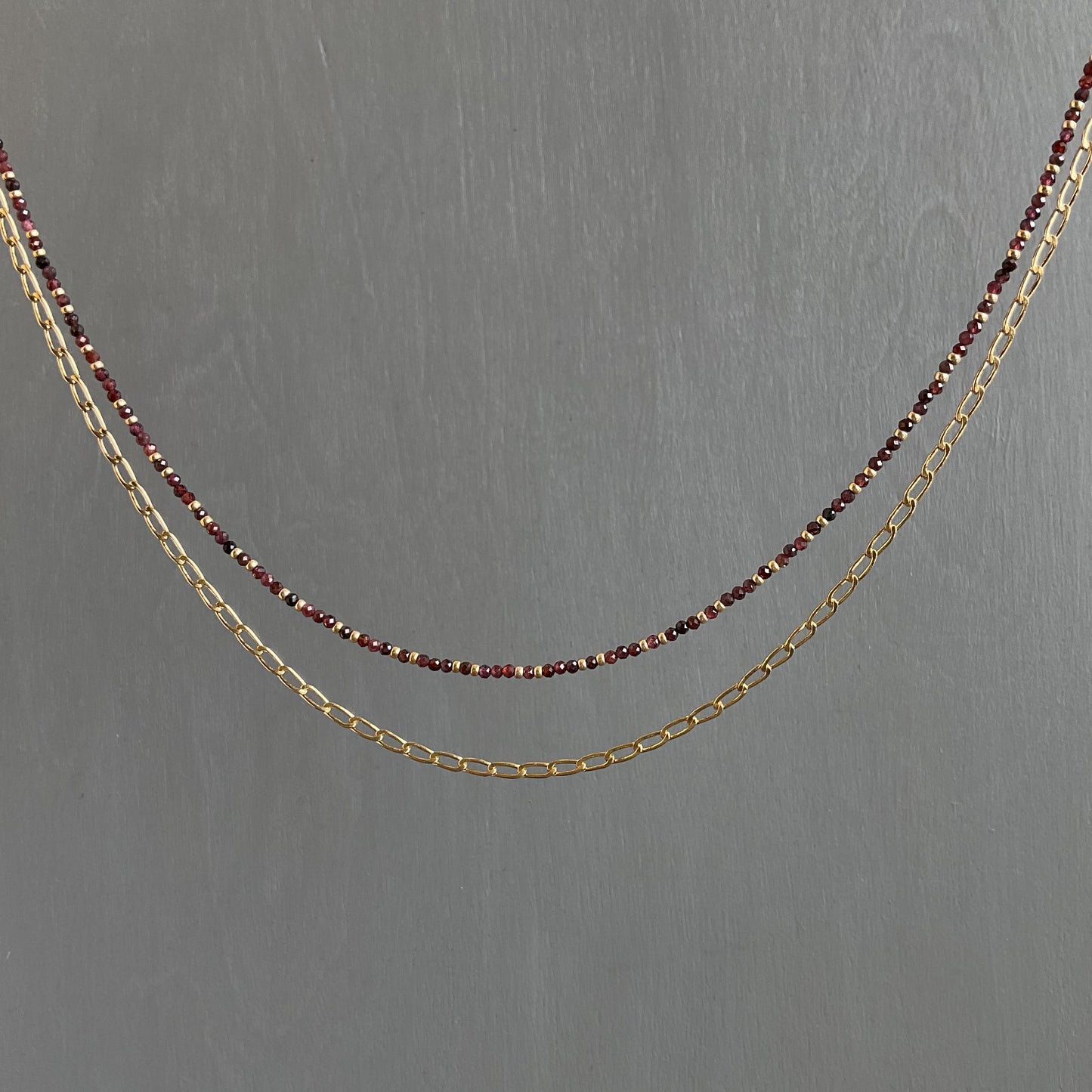 Garnet Gemstone and Chain Necklace