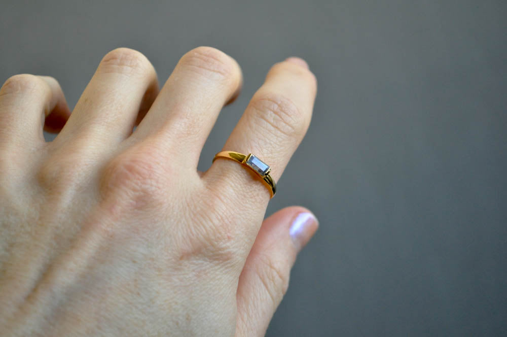 Labradorite Baguette Stacking Ring
