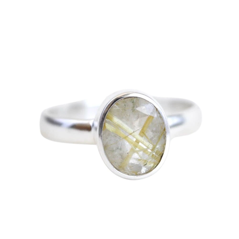 Rutilated Quartz Ring—Size 9.5