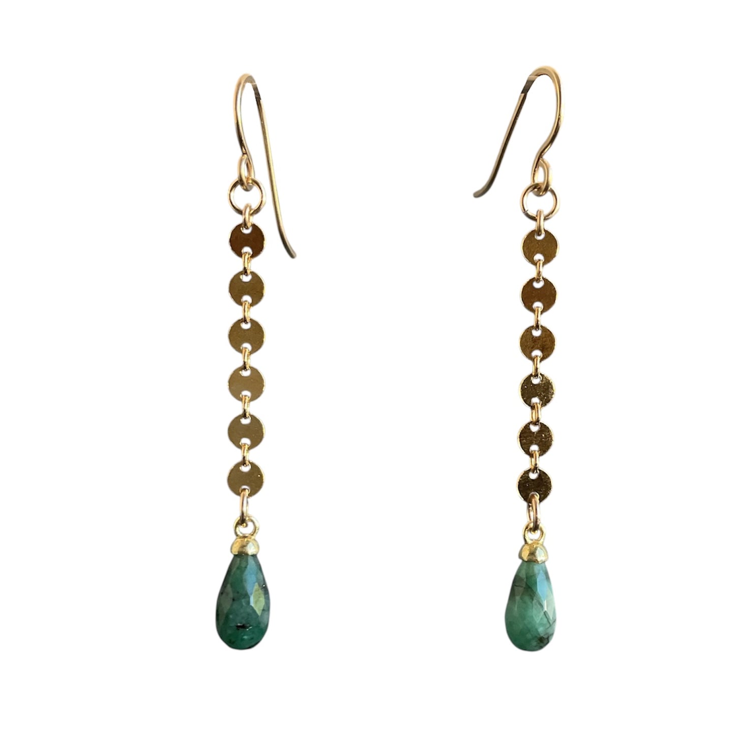 Gemstone Disc Dangle Earrings