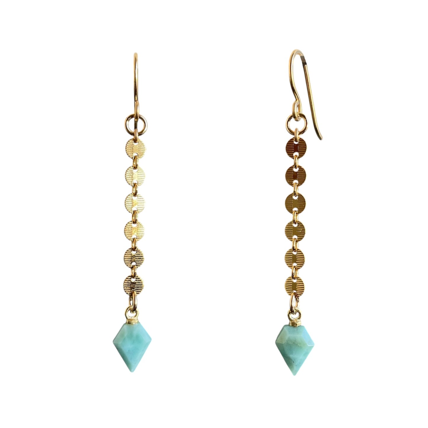 Gemstone Disc Dangle Earrings