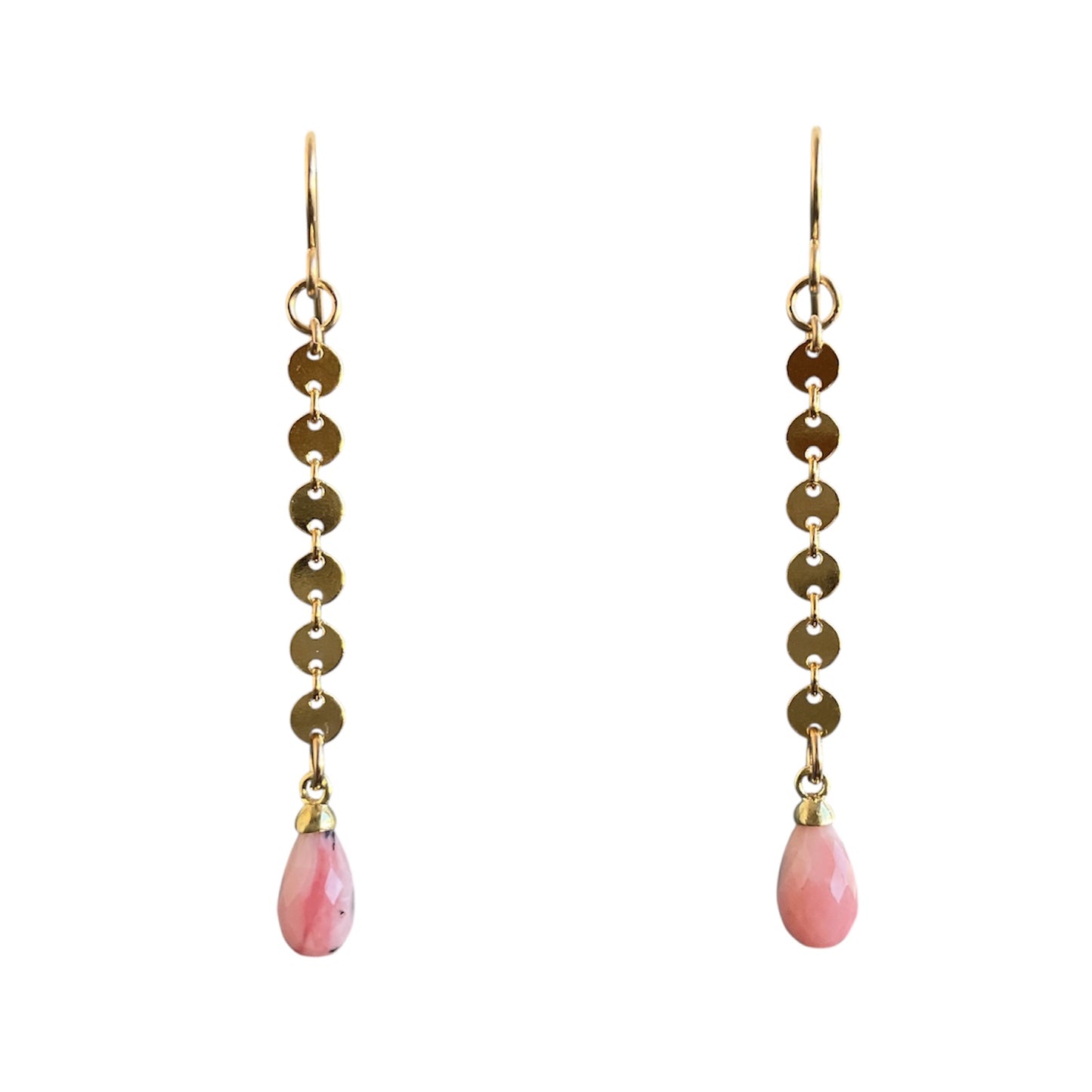 Gemstone Disc Dangle Earrings