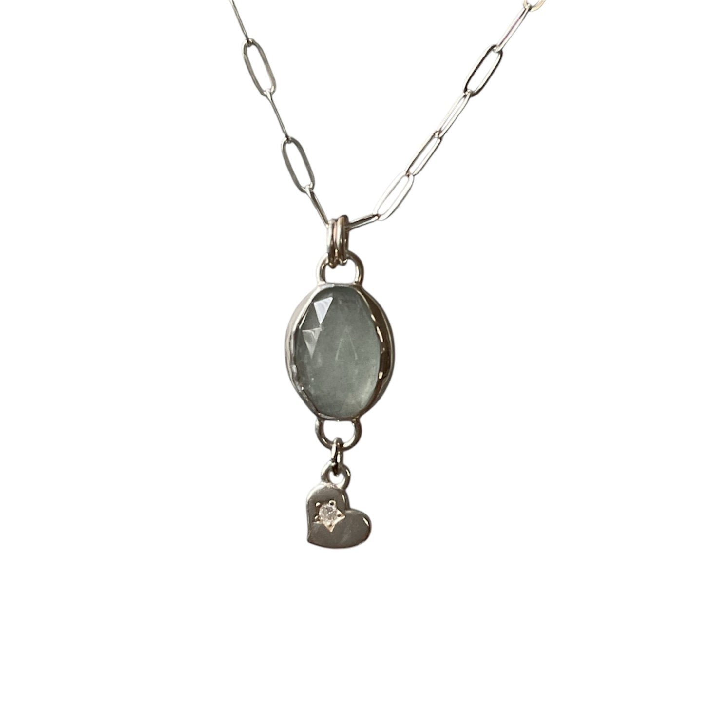 Aquamarine Heart Charm Necklace