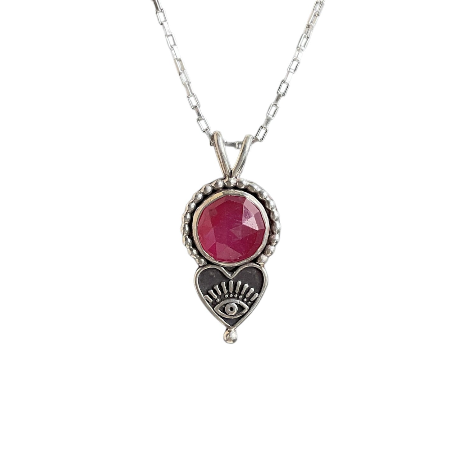 Ruby Heart Eye Necklace