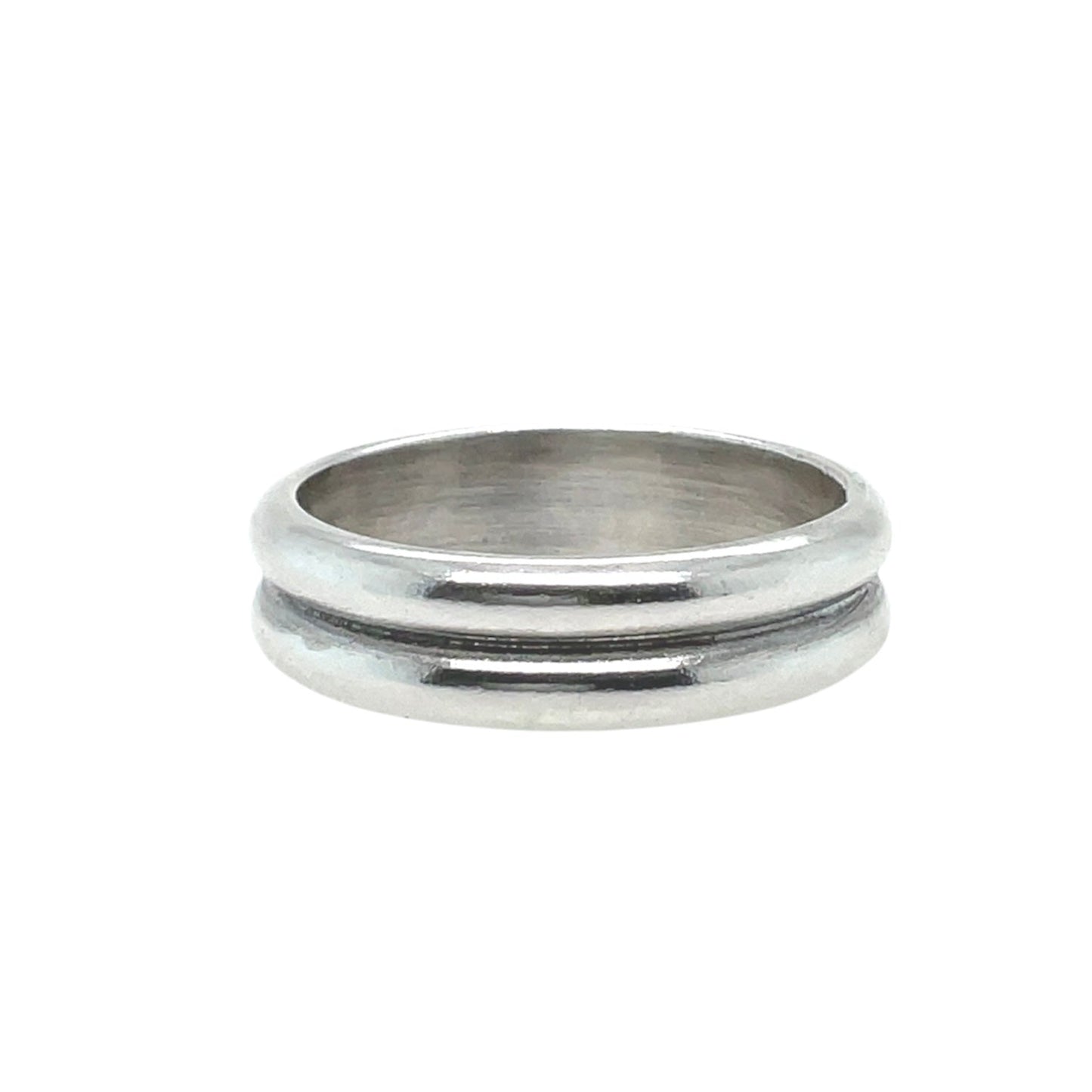 High polished, sterling silver double half round band