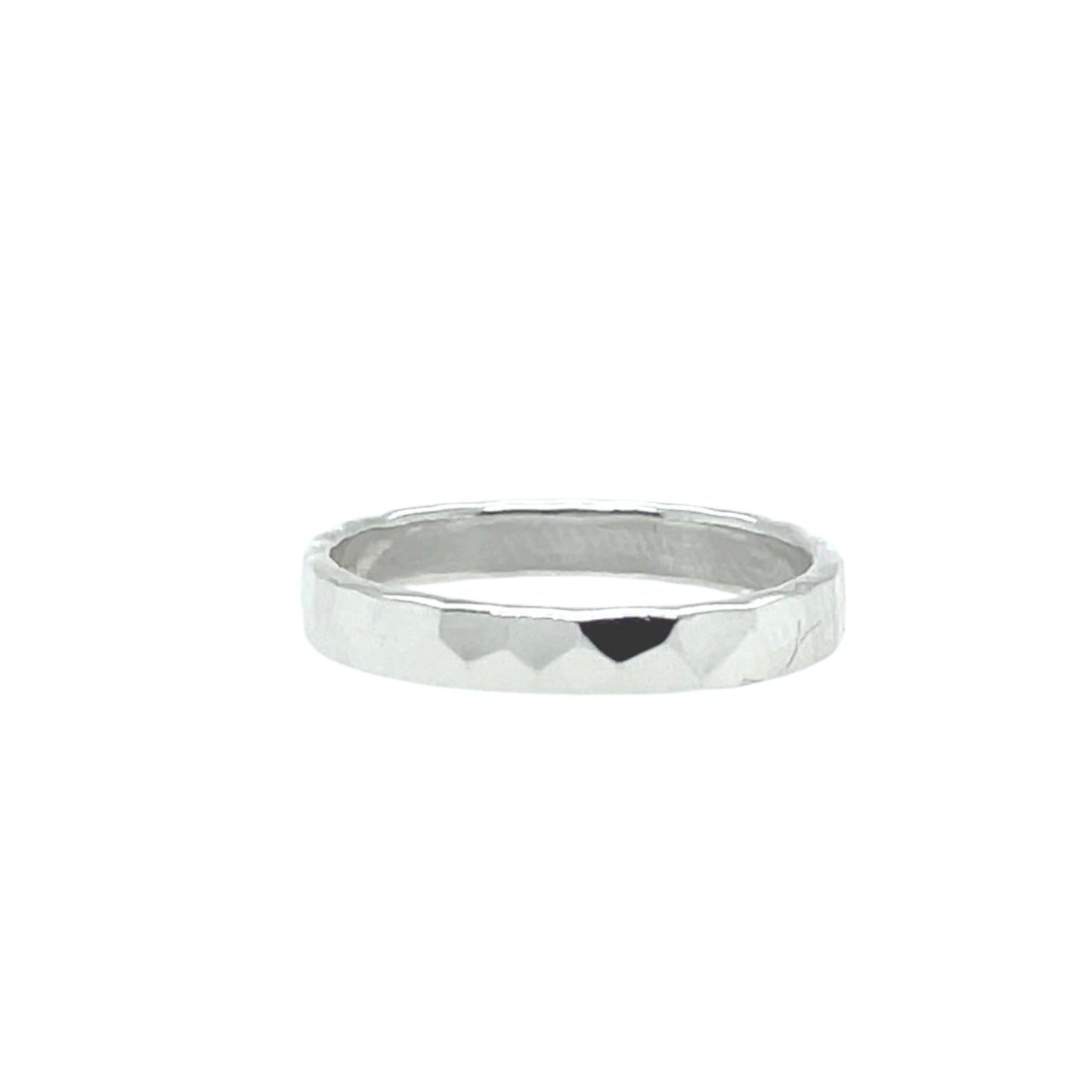 Shimmering faceted sterling silver ring.