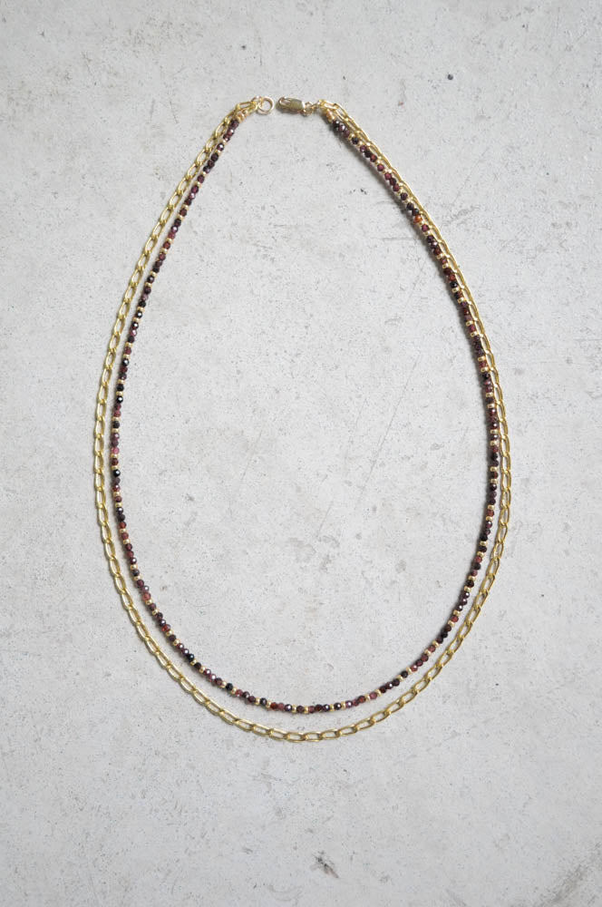 Garnet Gemstone and Chain Necklace