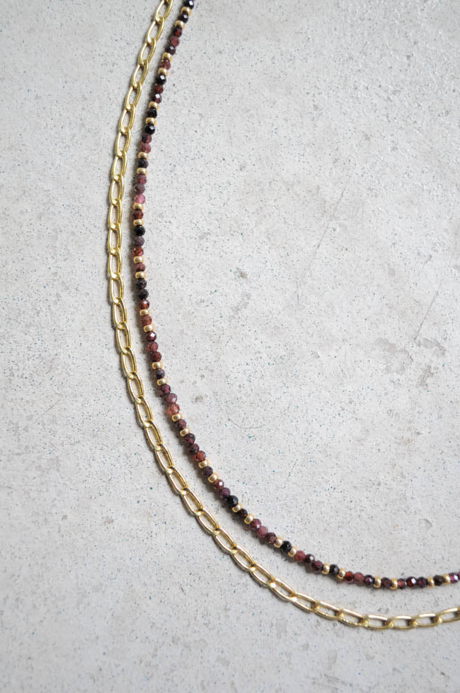 Garnet Gemstone and Chain Necklace