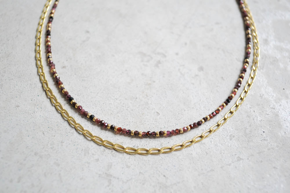 Garnet Gemstone and Chain Necklace
