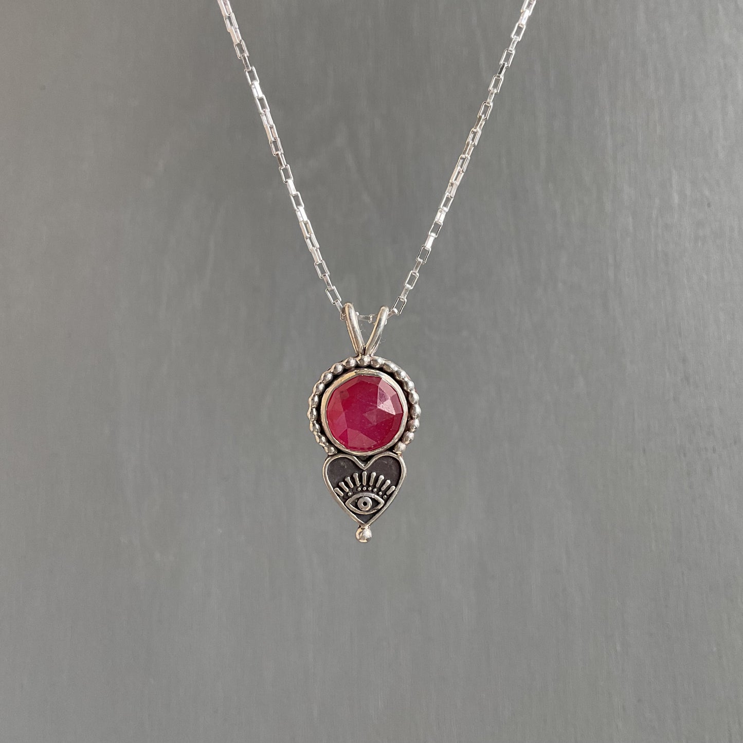 Ruby Heart Eye Necklace