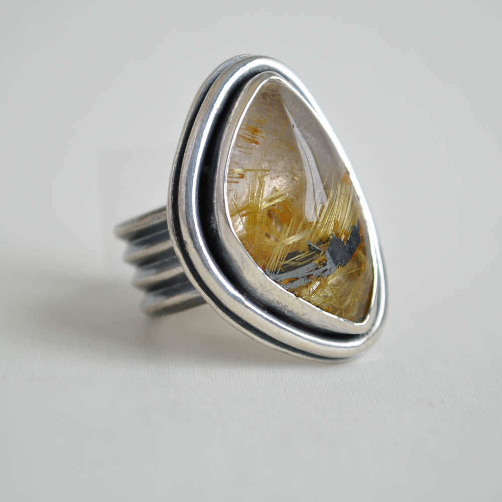 Rutilated Quartz Ring—Size 7