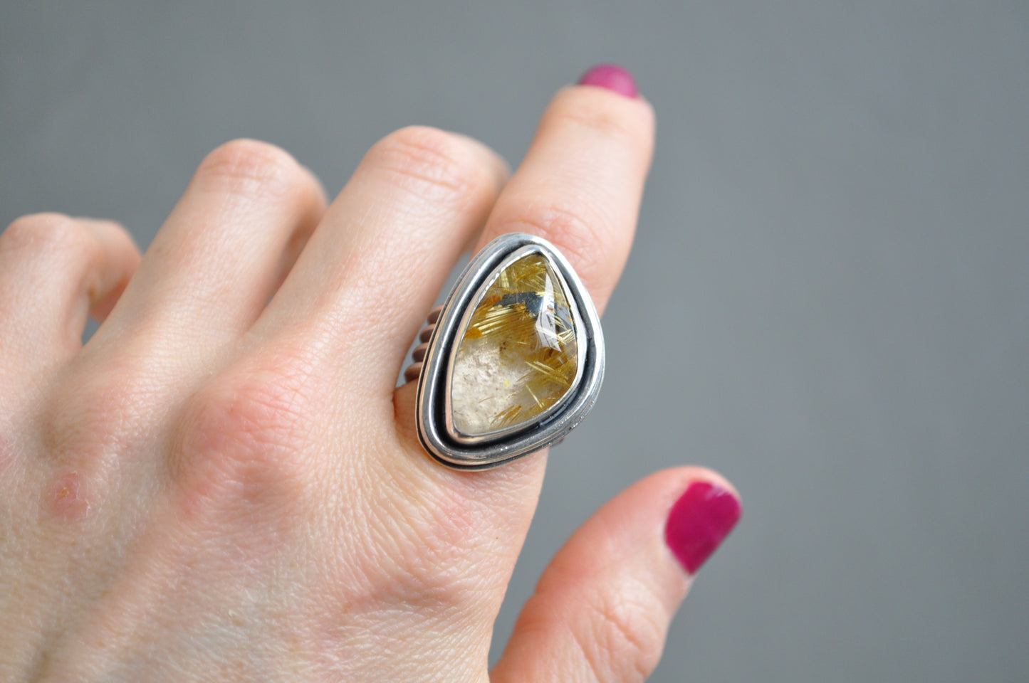Rutilated Quartz Ring—Size 7