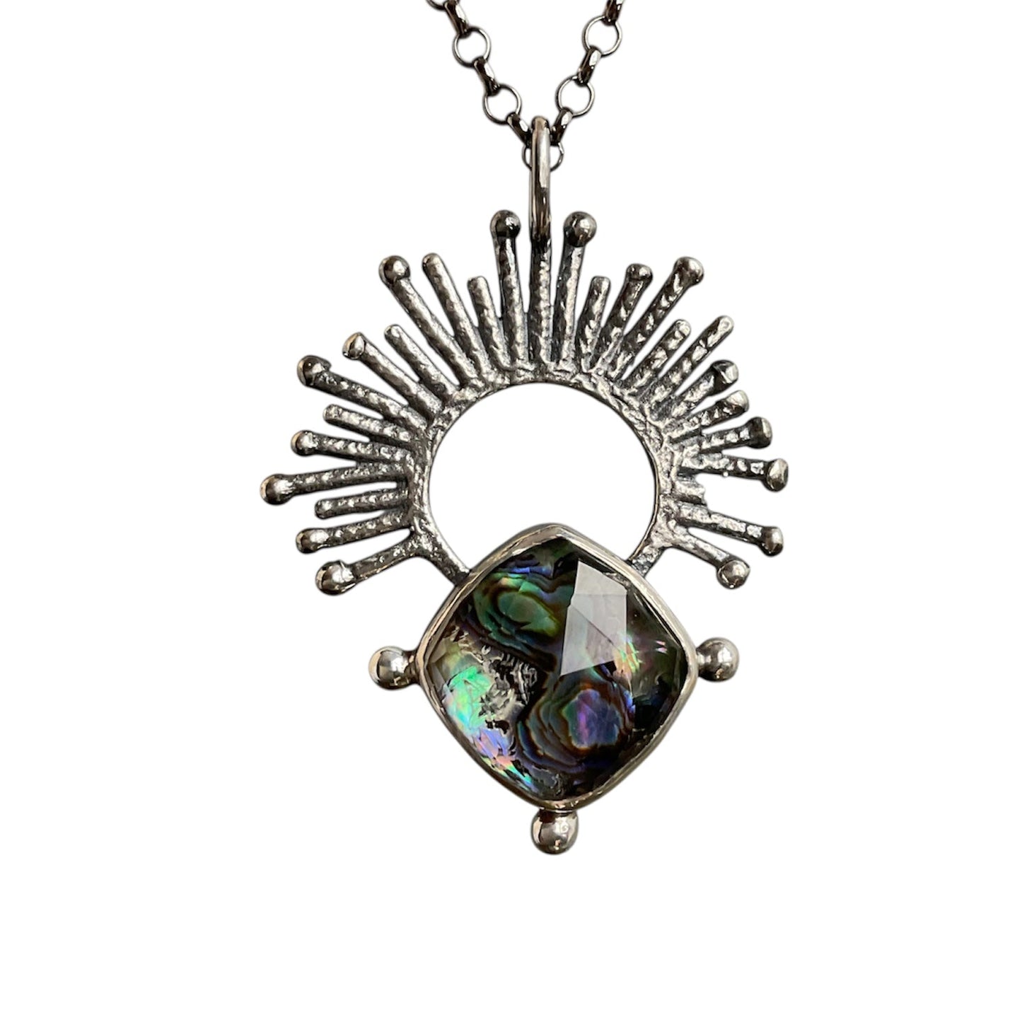 Abalone Quartz Doublet Sunrise Necklace