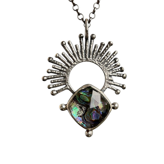 Abalone Quartz Doublet Sunrise Necklace