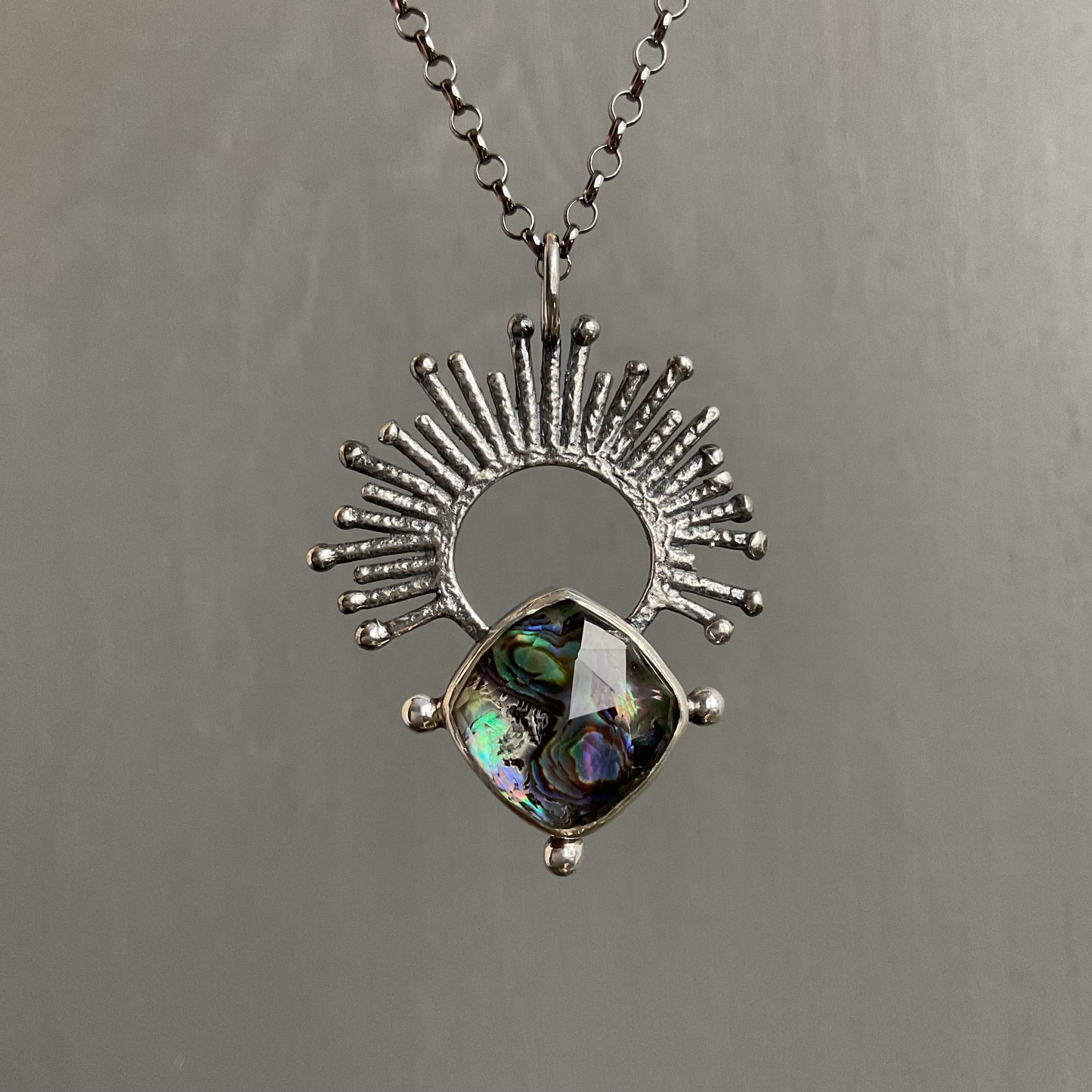 Abalone Quartz Doublet Sunrise Necklace