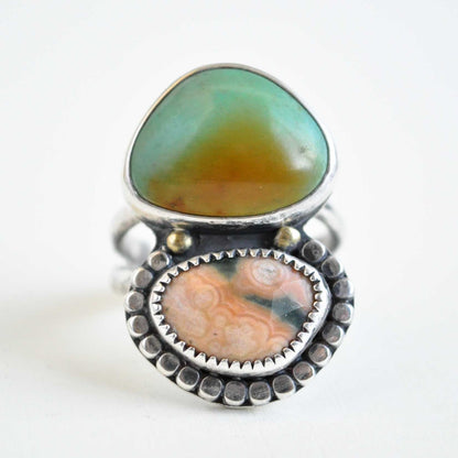 Turquoise and Ocean Jasper Ring—Size 8.5