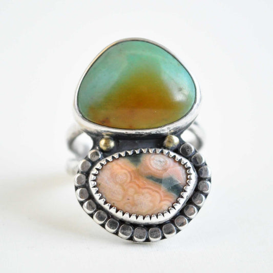 Turquoise and Ocean Jasper Ring—Size 8.5