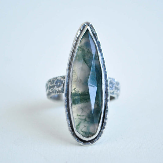 Moss Quartz Garden Ring—Size 8