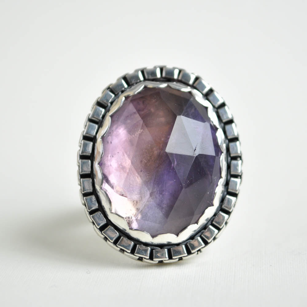 Ametrine Box Chain Ring —Size 7