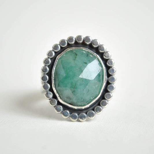 Emerald Dahlia Ring—Size 6