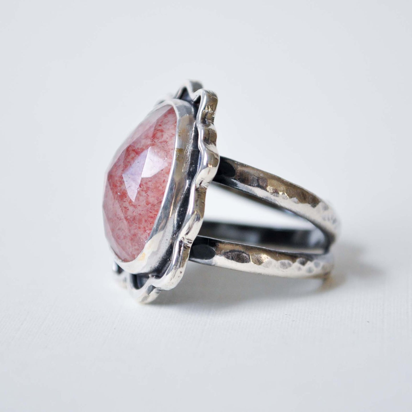 Strawberry Quartz Squiggle Ring—Size 5.5