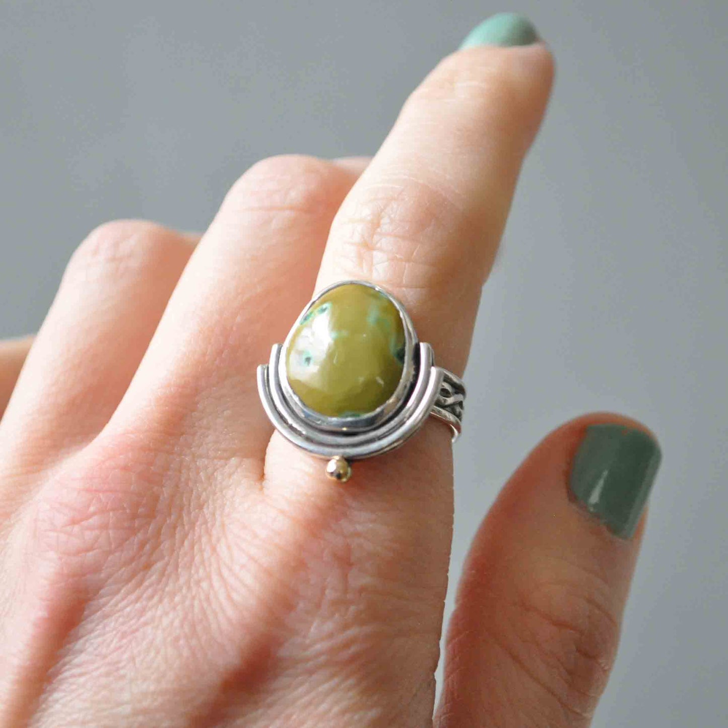 Green Turquoise Ring—Size 6.5