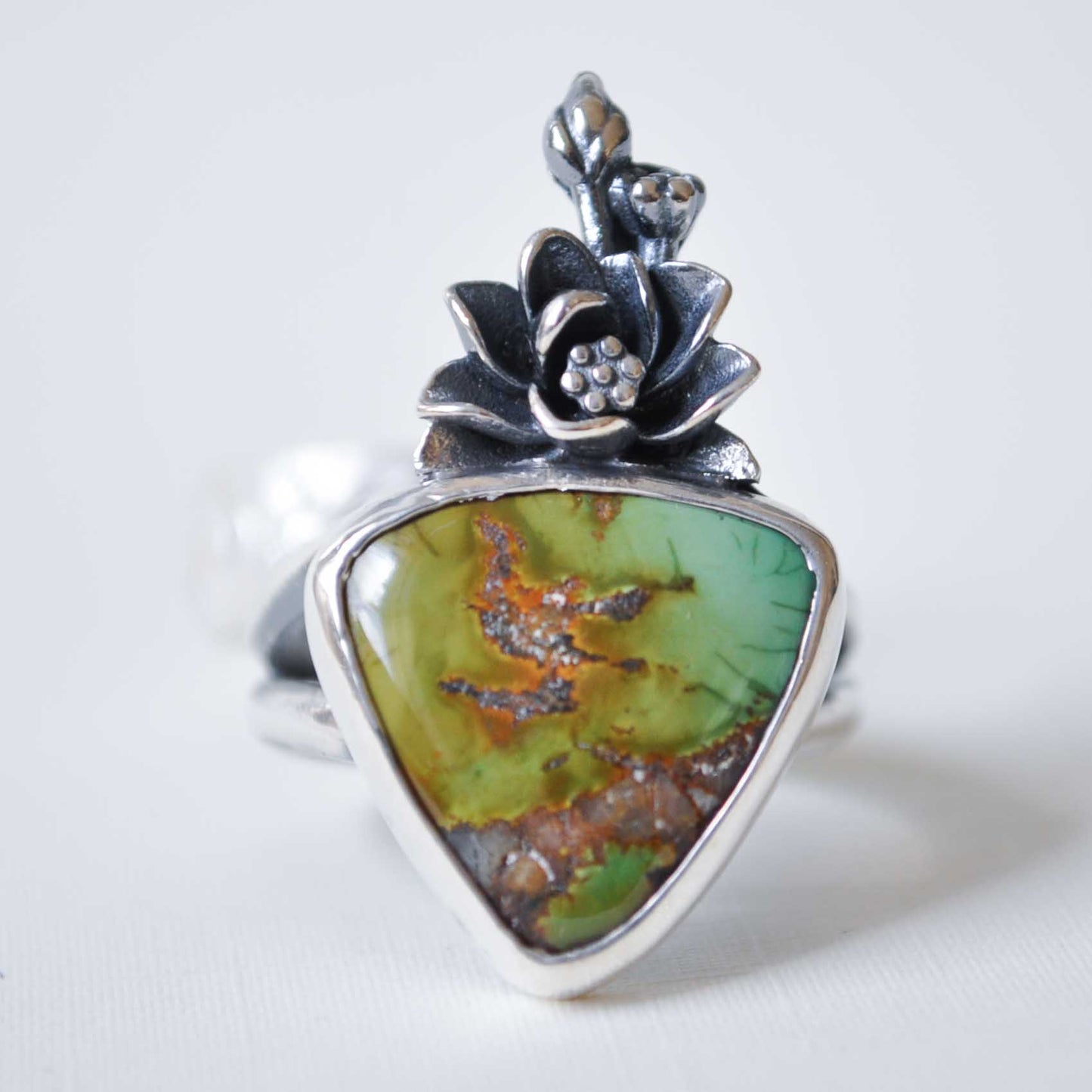 Turquoise Lotus Ring—Size 9