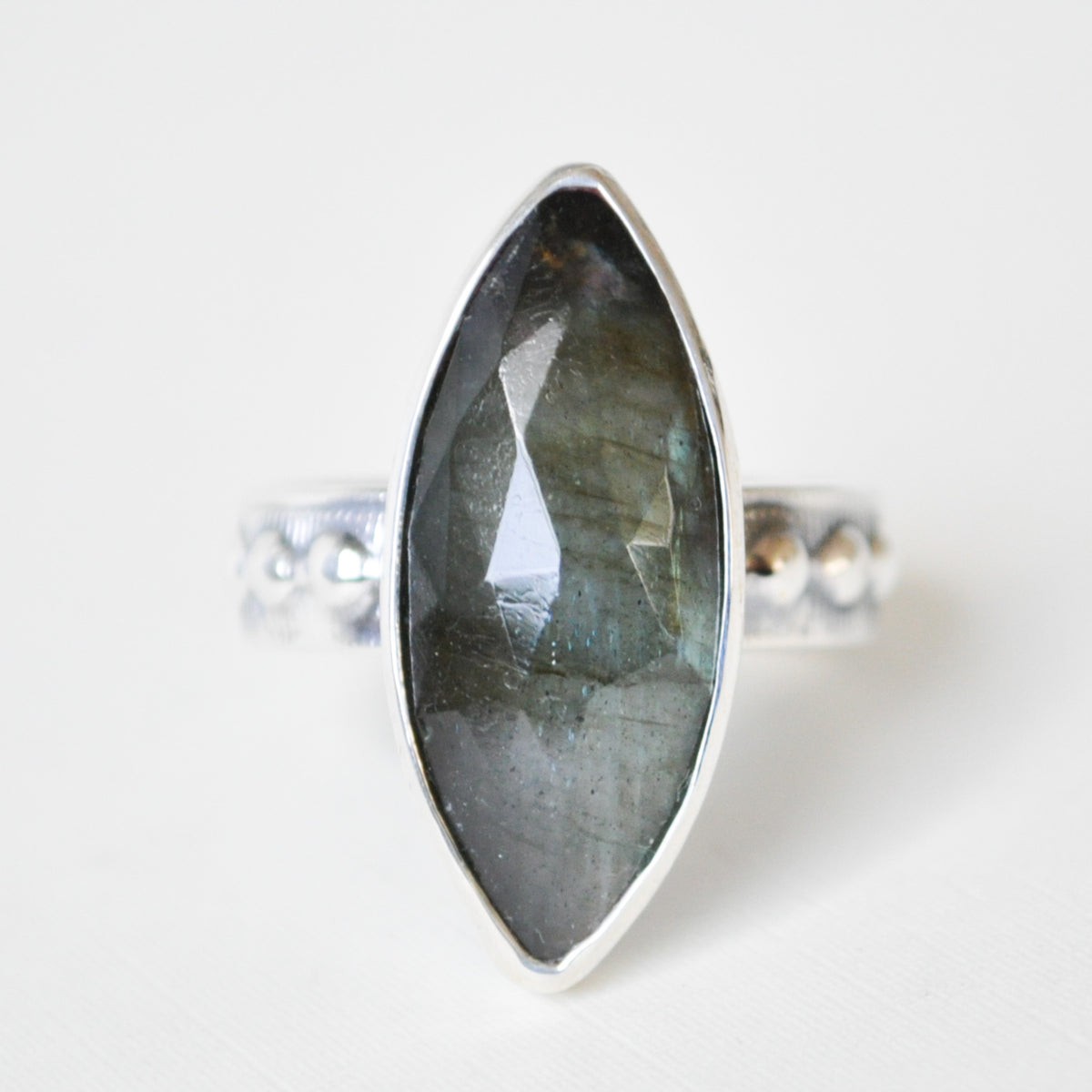 Labradorite Marquise Ring—Size 8.5