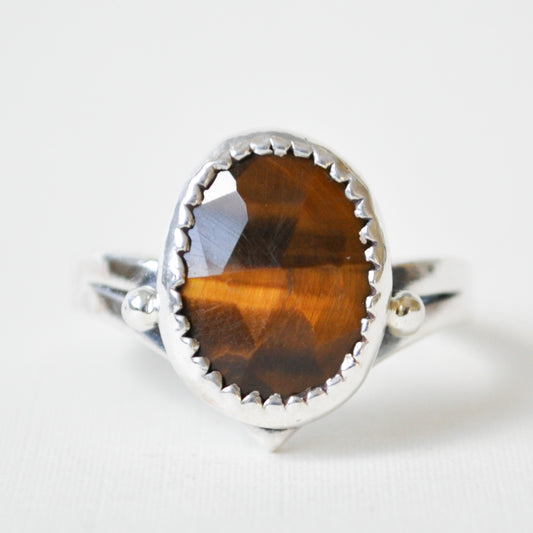Tigers Eye Shield Ring—Size 9