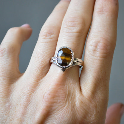 Tigers Eye Shield Ring—Size 9