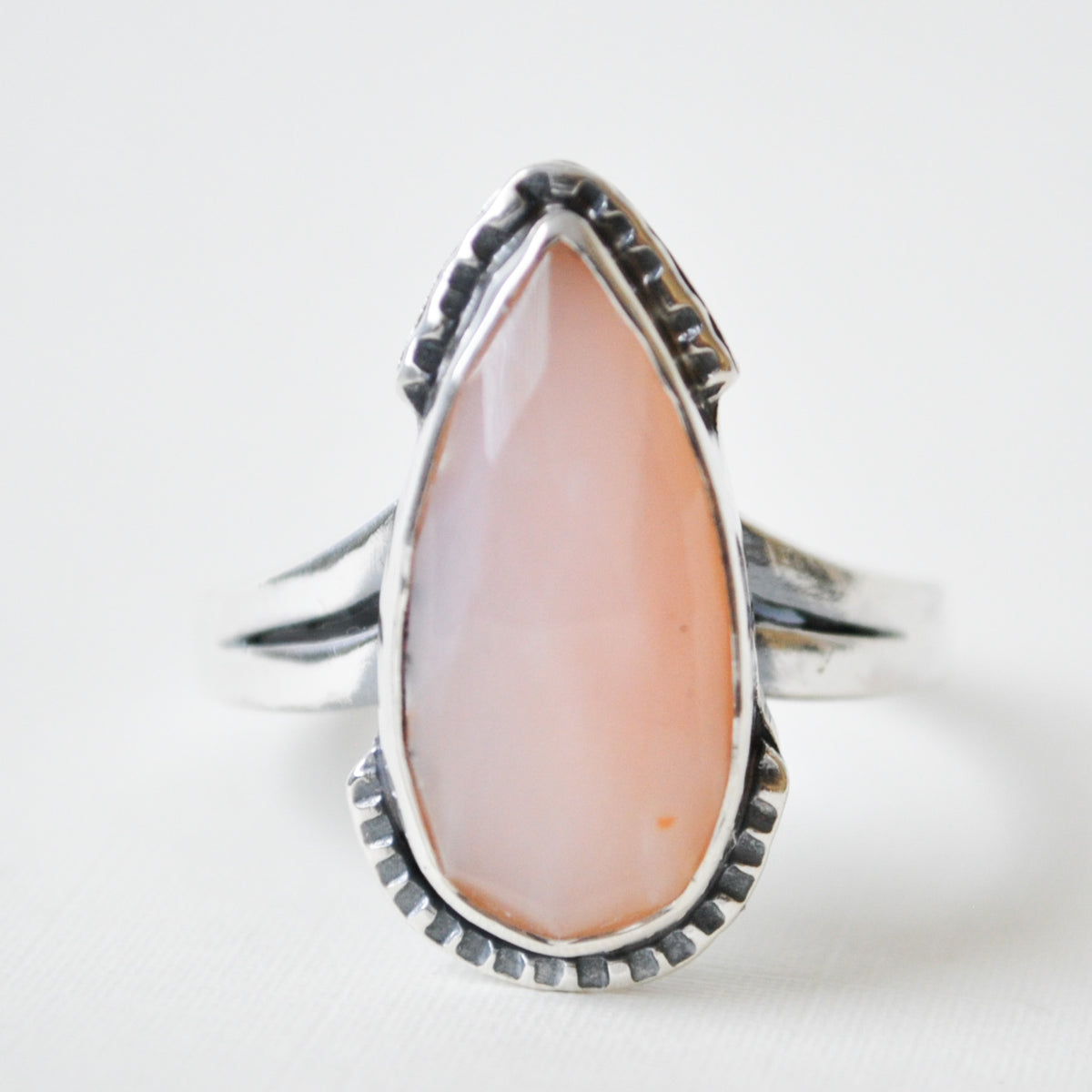 Pink Opal Shield Ring—Size 10
