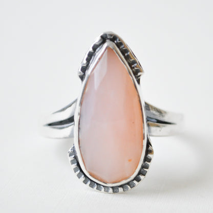 Pink Opal Shield Ring—Size 10