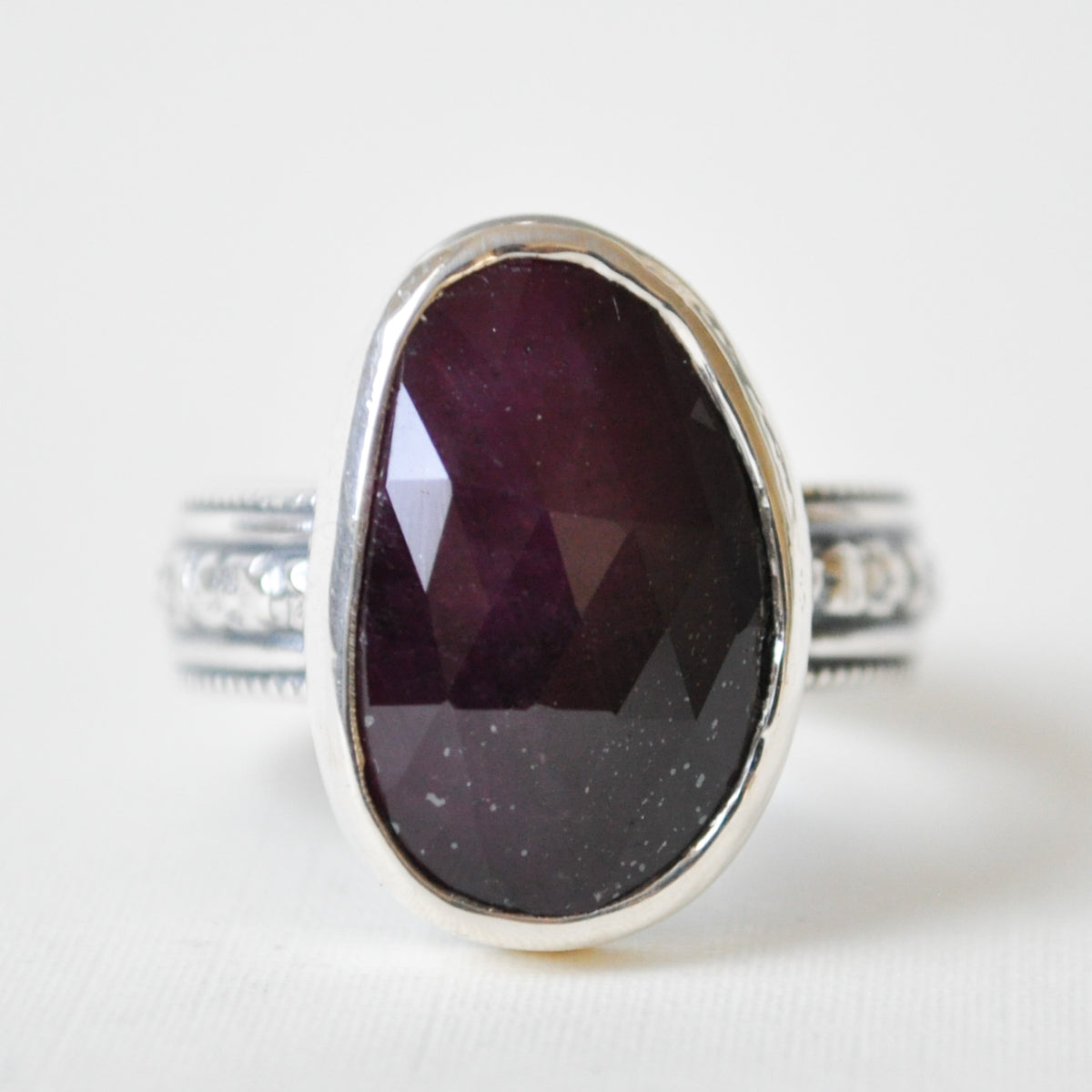 Red Wine Sapphire Ring—Size 7.5