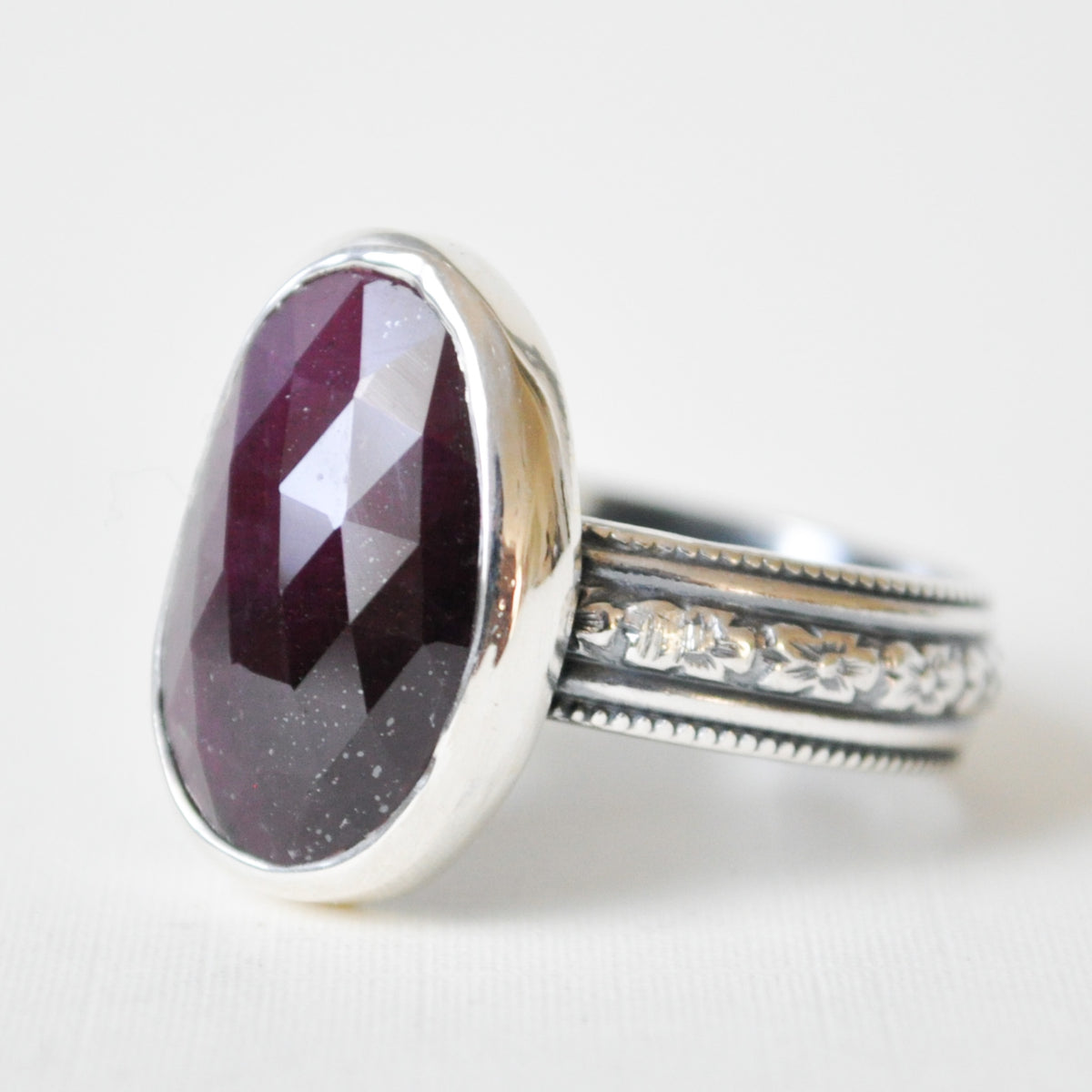Red Wine Sapphire Ring—Size 7.5