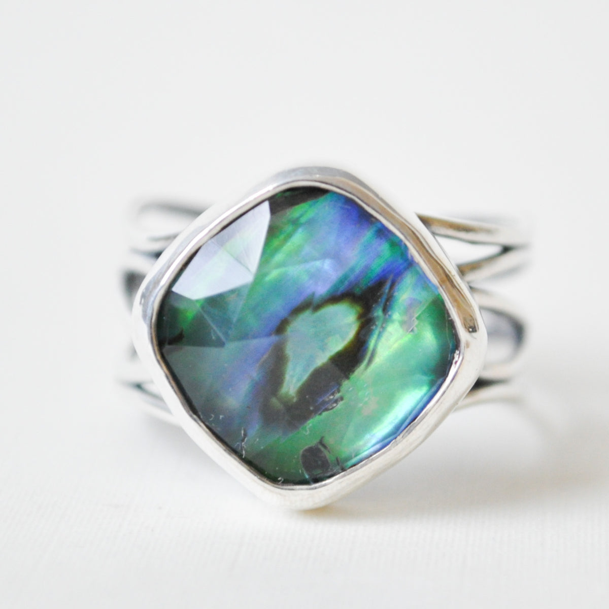 Abalone Wave Ring—Size 9