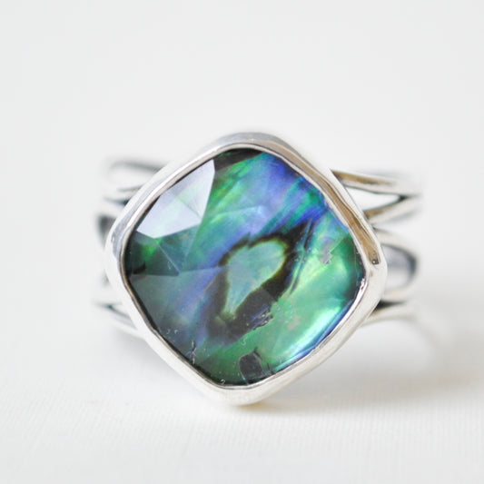 Abalone Wave Ring—Size 9