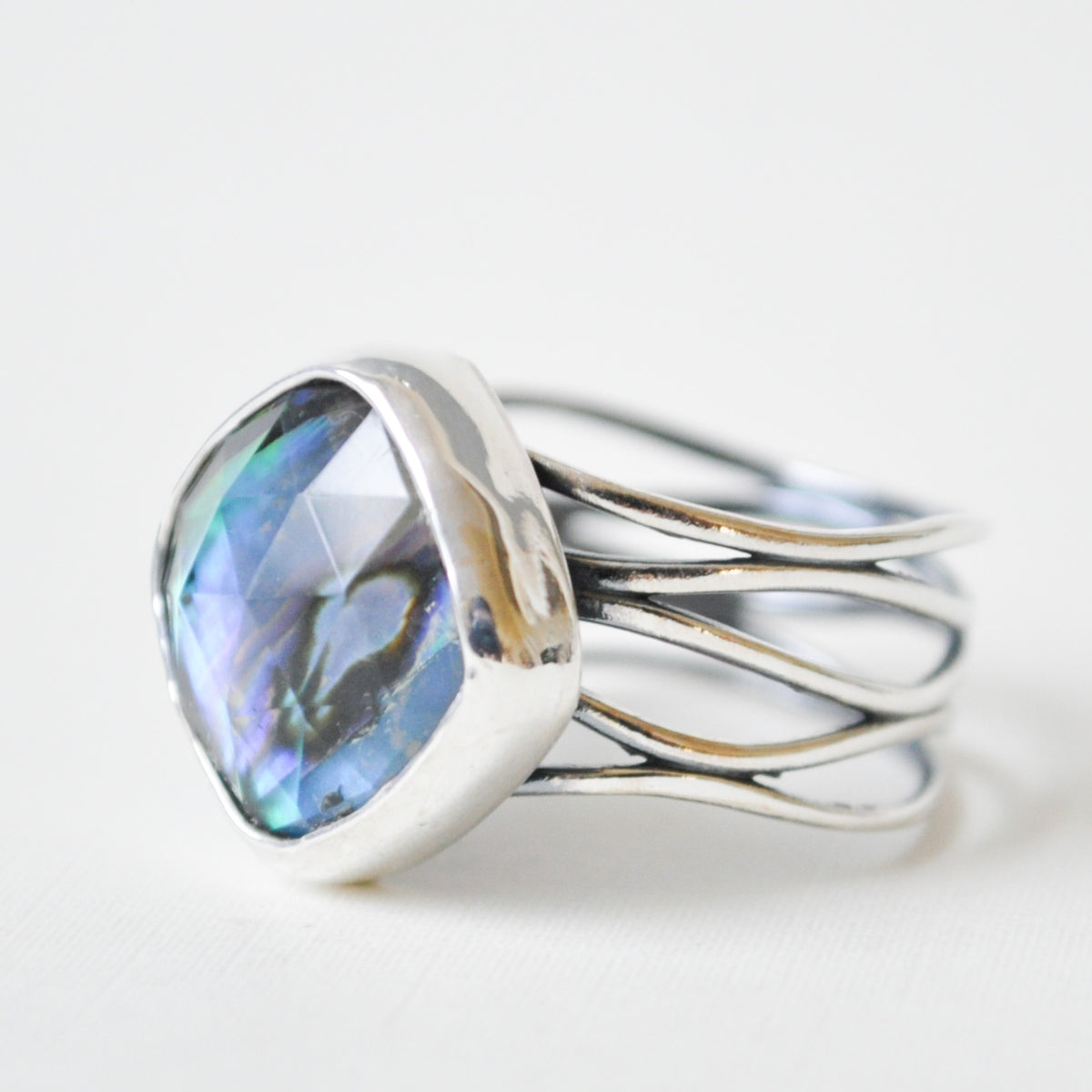 Abalone Wave Ring—Size 9