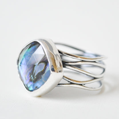 Abalone Wave Ring—Size 9