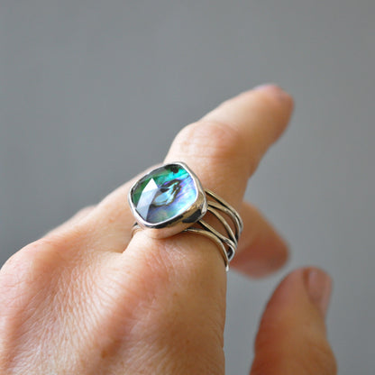 Abalone Wave Ring—Size 9