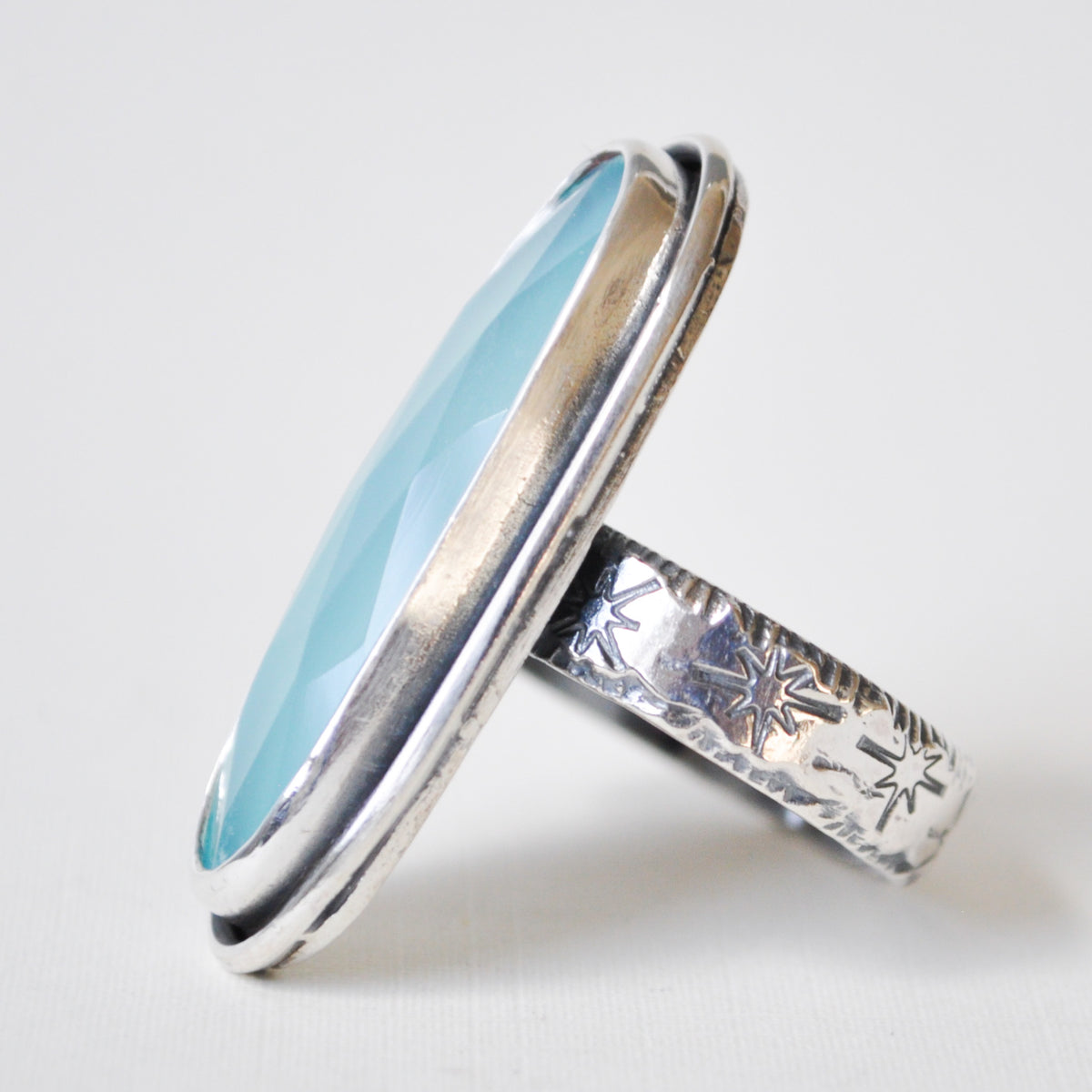 Chalcedony Starscape Ring—Size 8