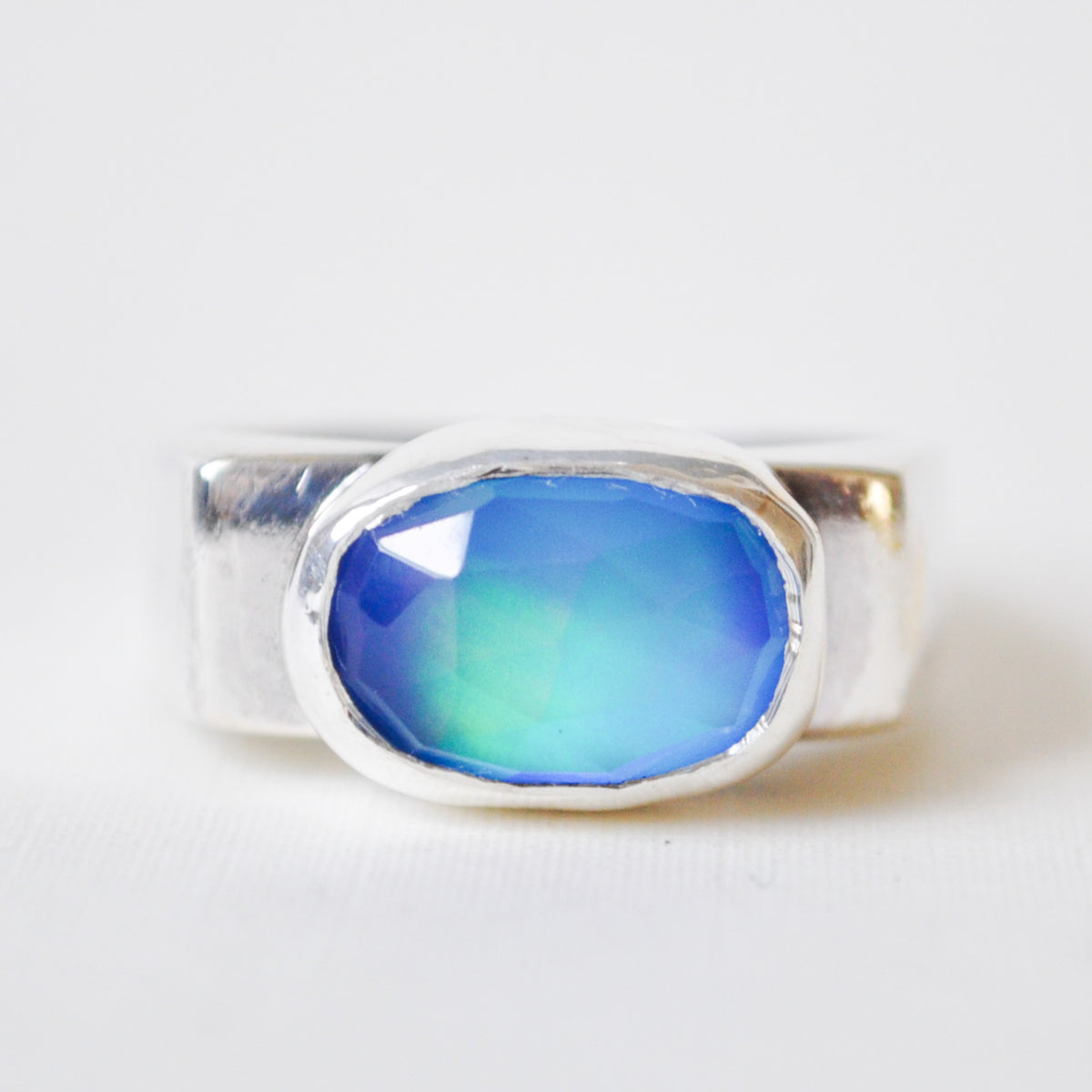 Aurora Opal Signet Ring—Size 8.5