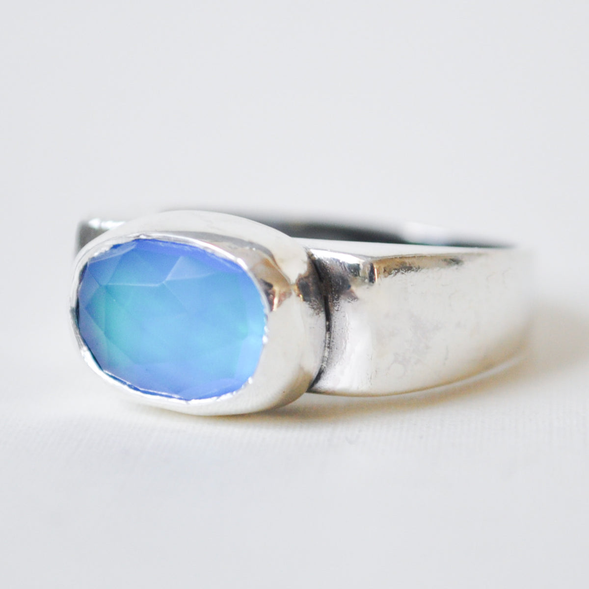 Aurora Opal Signet Ring—Size 8.5