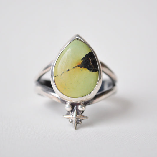 Green Turquoise Star Top Ring—Size 10.5